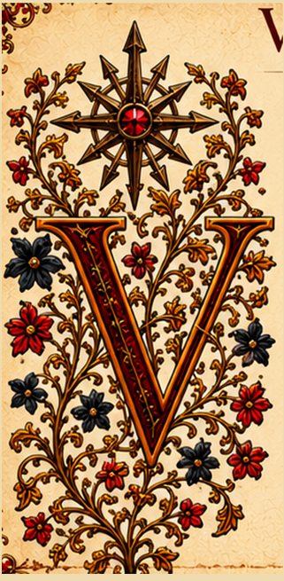 Verzierte Initiale V
